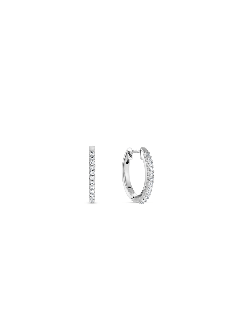 Cheté Platinum & Sterling Silver Diamondlite Cubic Zirconia Halo Hoop Earrings