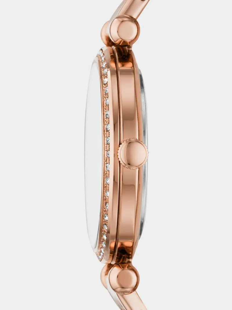 Fossil Tillie Silver Dial Rose Plated Stainless Steel Bracelet Watch