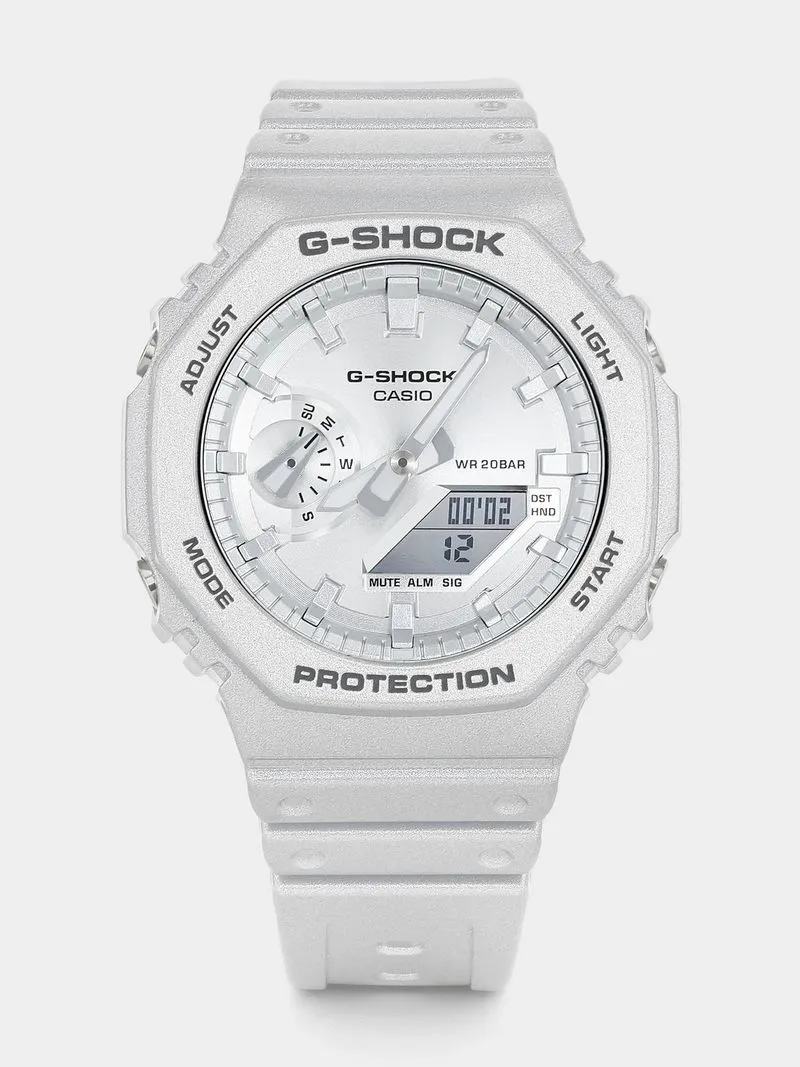 Casio G-Shock Carbon Core Ana Digi Silver Tone Resin Watch