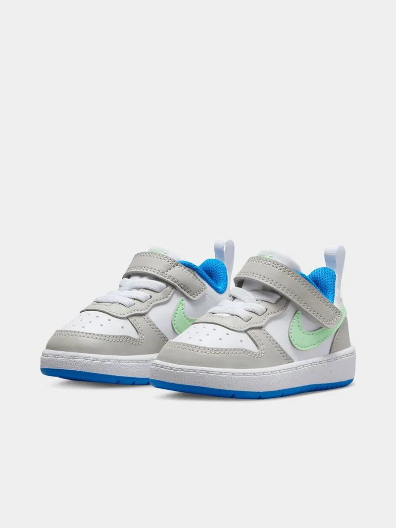 Junior Infant Nike Court Borough White/Grey/Green Shoes