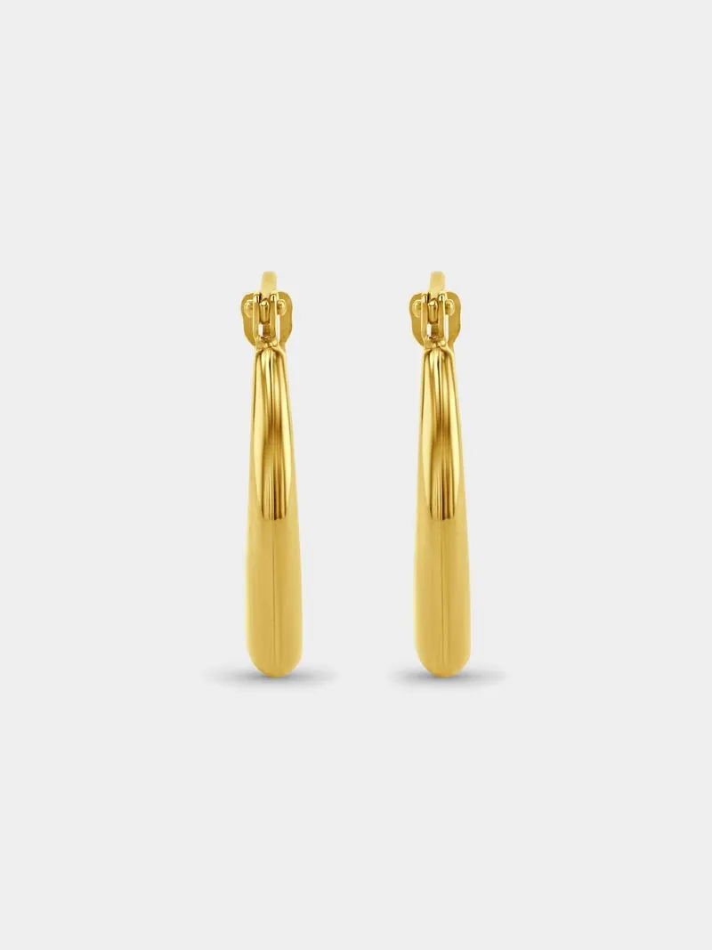 Yellow Gold & Sterling Silver Round Bold Hoop Earrings