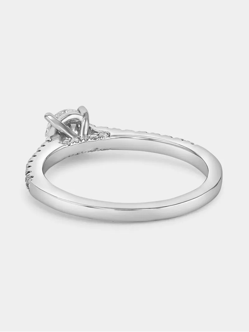 White Gold 0.7ct Lab Grown Diamond Solitaire Round Pavé Ring