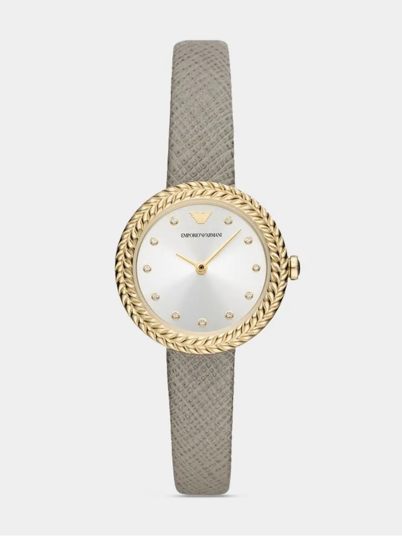 Emporio Armani Women's Gold Plated Stainless Steel Taupe Leather Watch