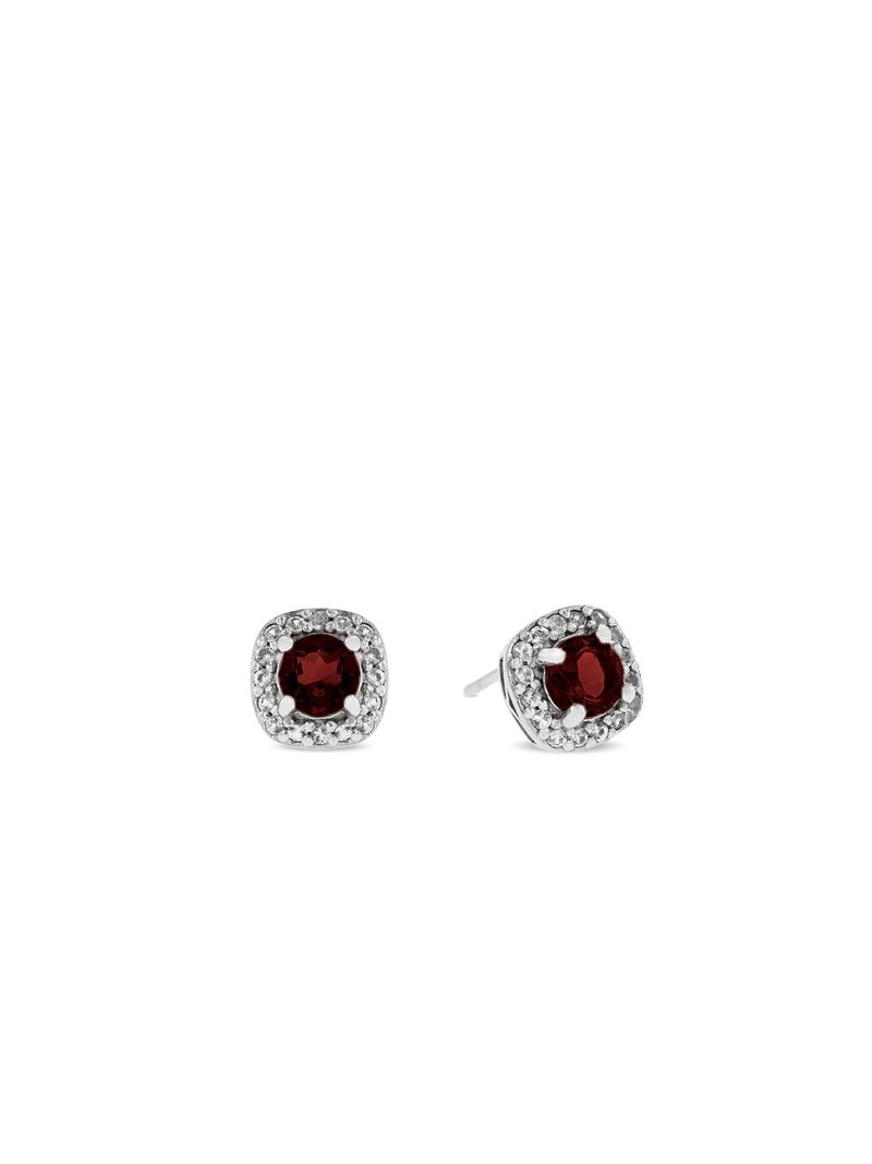 Sterling Silver Cubic Zirconia Women's January Birthstone Stud Earrings