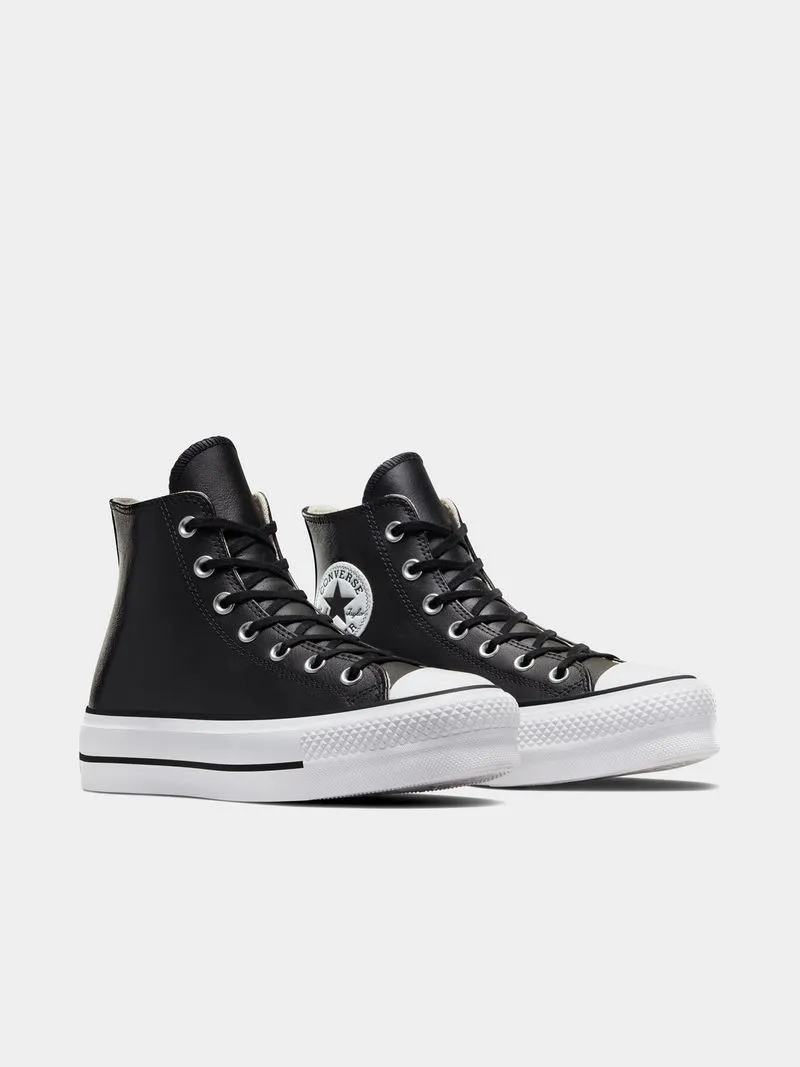 Womens Converse All Star Lift Leather Hi-Top Black Sneakers