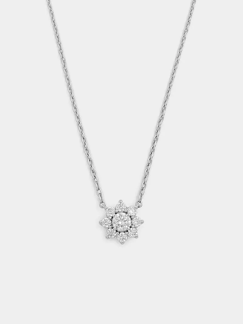 White Gold 0.20ct Diamond Starburst Pendant