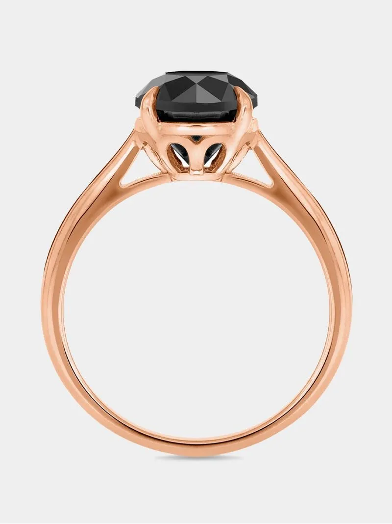 Rose Gold 1ct Black Diamond Solitaire Ring