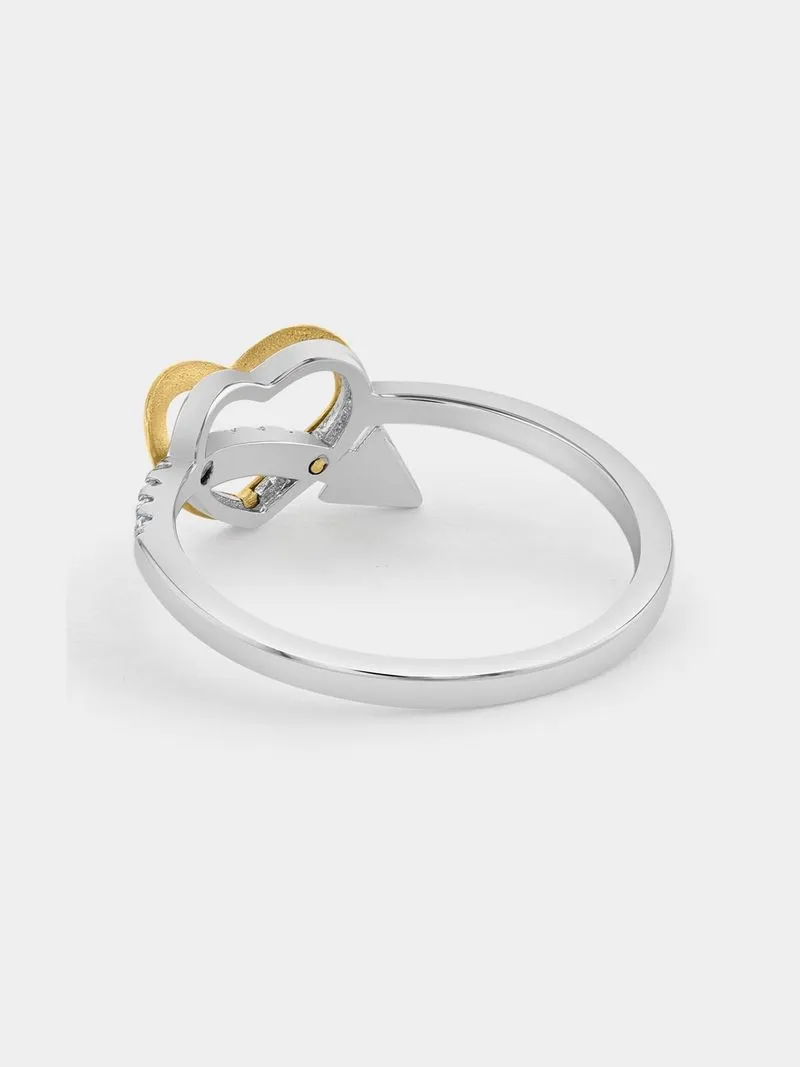 Yellow Gold & Sterling Silver, Cubic Zirconia Heart design Promise Ring