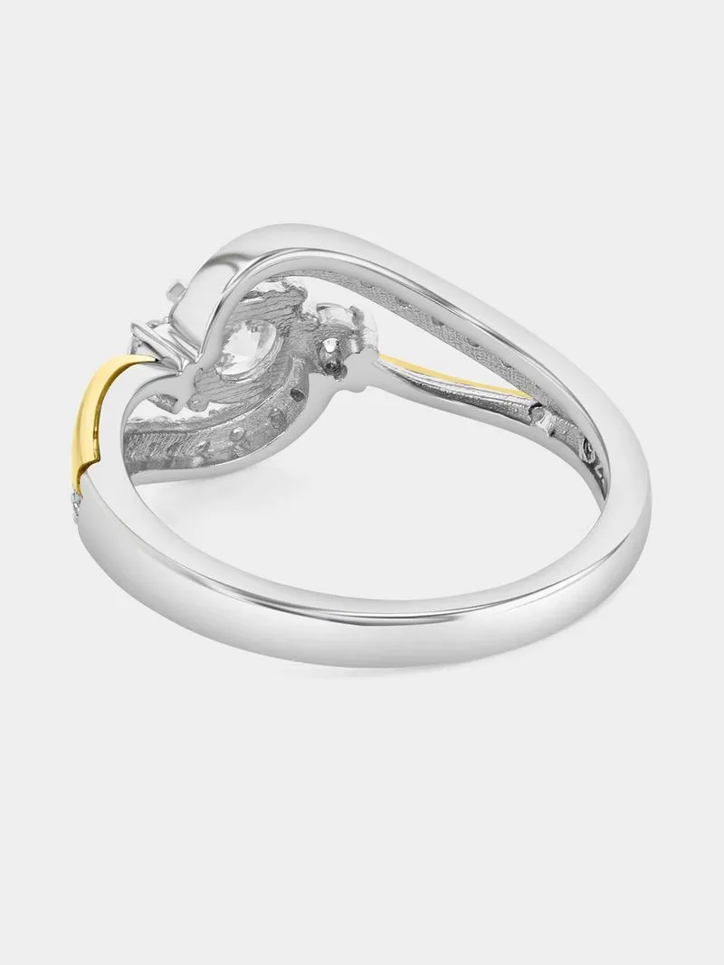 Yellow Gold & Sterling Silver Moissanite Trilogy Embrace Ring