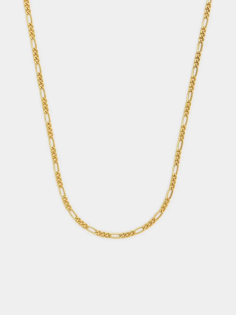 Yellow Gold & Sterling Silver 1+1 Figaro Chain