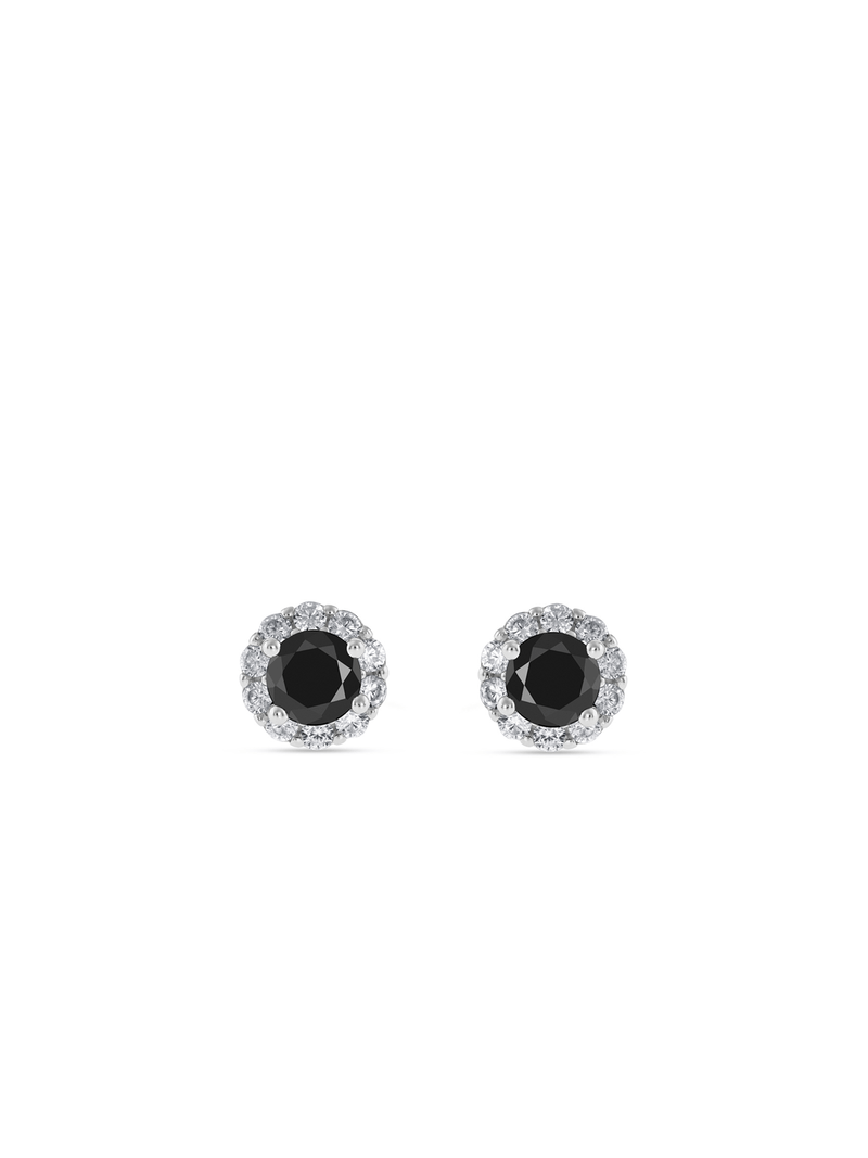 Sterling Silver Black Cubic Zirconia Petal Women’s Stud Earrings