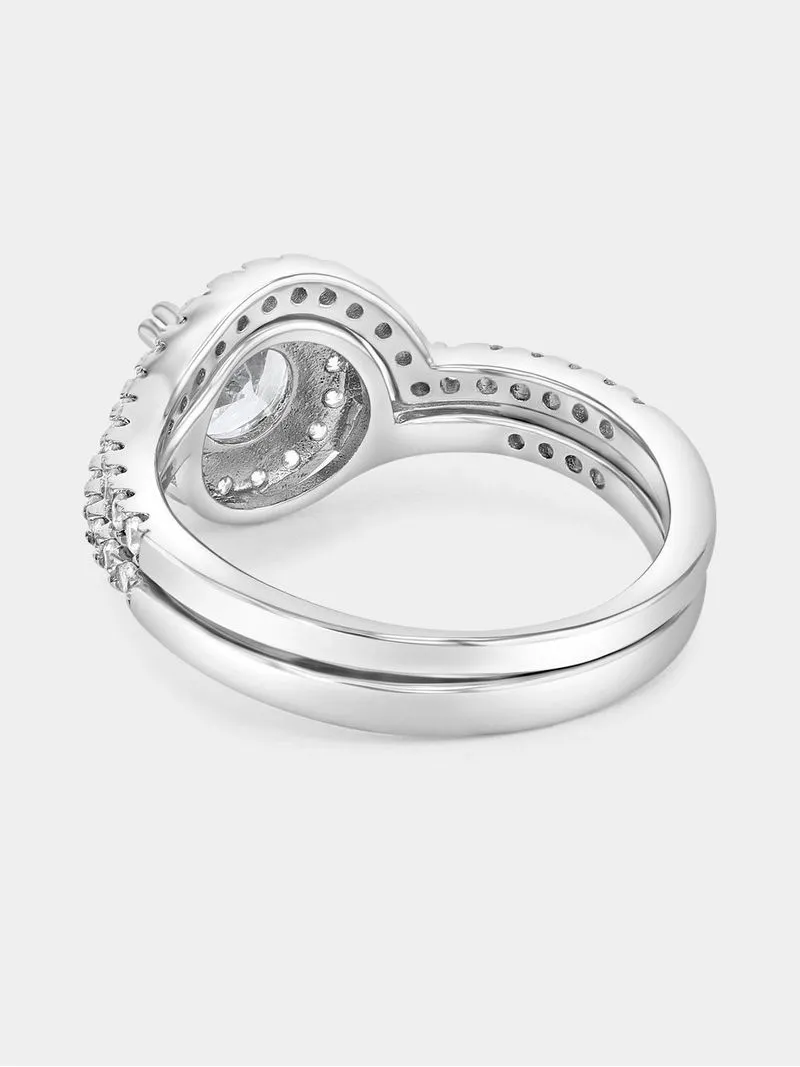 Sterling Silver Cubic Zirconia Round Embrace Twinset Ring