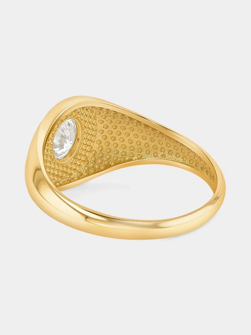 Yellow Gold 0.5ct Lab Grown Diamond Oval Signet Ring