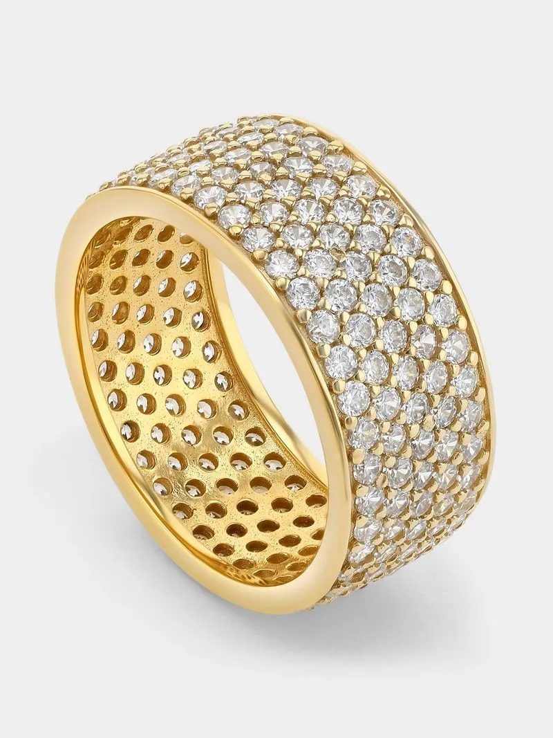 Gold Plated Sterling Silver Cubic Zirconia Pavé Cascade Ring