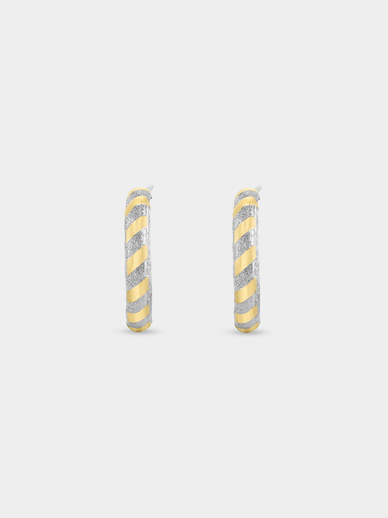 Yellow Gold Women's Candy stripe Hoop Earrings