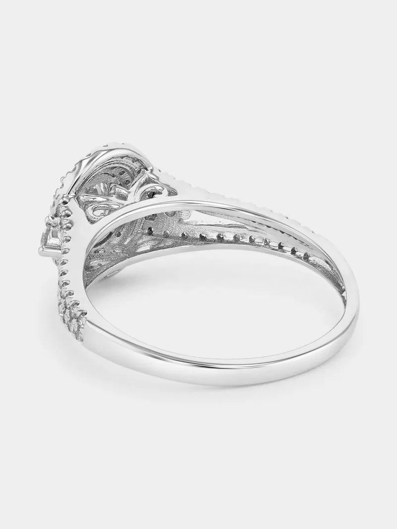 White Gold 1ct Lab Grown Diamond Oval Double Halo Ring