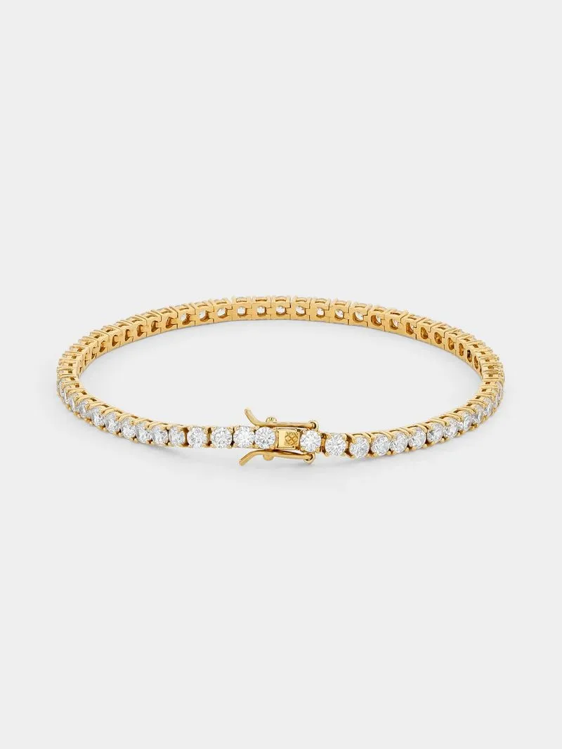 Gold Plated Sterling Silver Cubic Zirconia Tennis Bracelet