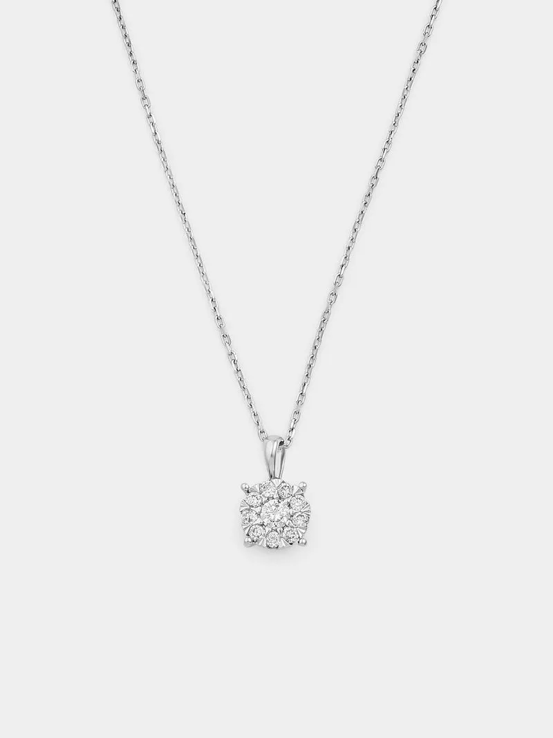 White Gold Diamond Illusion Solitaire Pendant