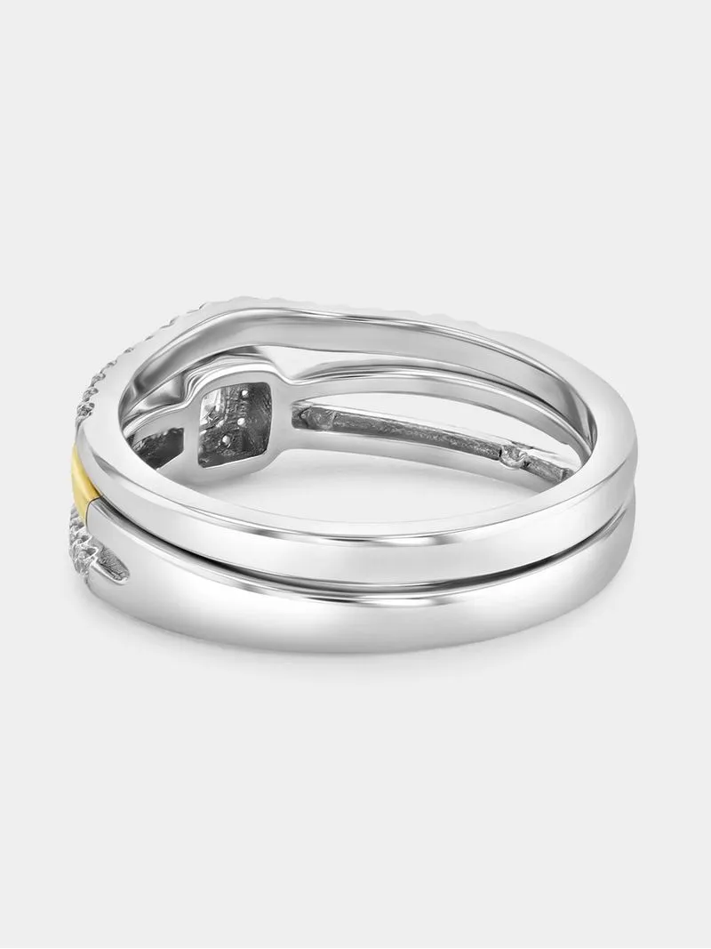 Yellow Gold & Sterling Silver 0.3ct Lab Grown Diamond Halo Twist Twinset Set