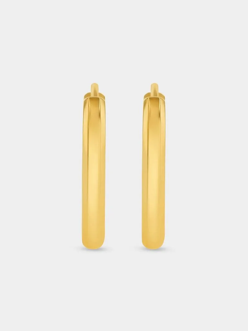 Tempo Jewellery Gold Plated Stainless Steel Paperclip Oval Hoop Earrings