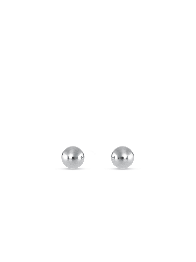 Miss Swiss Sterling Silver Full Ball Stud Earrings