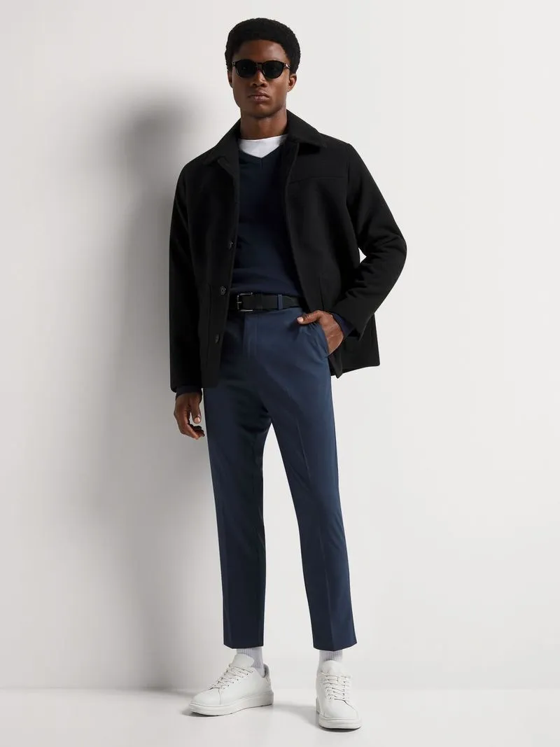 Men's Markham Smart Slim Tapered Micro Houndstooth Navy Trouser