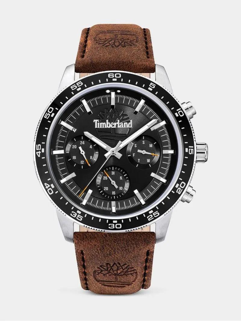 Timberland Parkman Stainless Steel Black Dial Brown Leather Watch