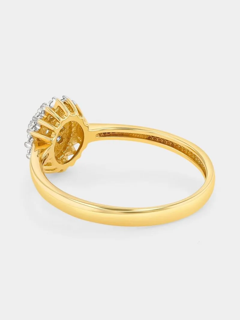 Yellow Gold 0.30ct Diamond Oval Cluster Ring