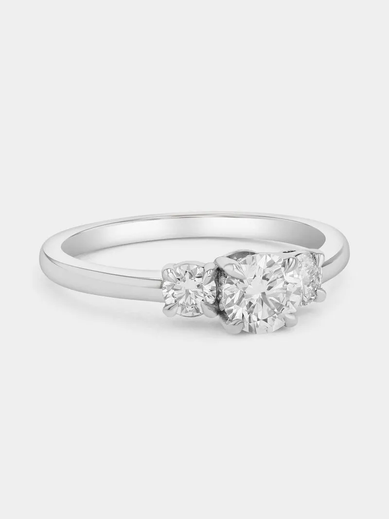 White Gold 0.8ct Lab Grown Diamond Trilogy Ring