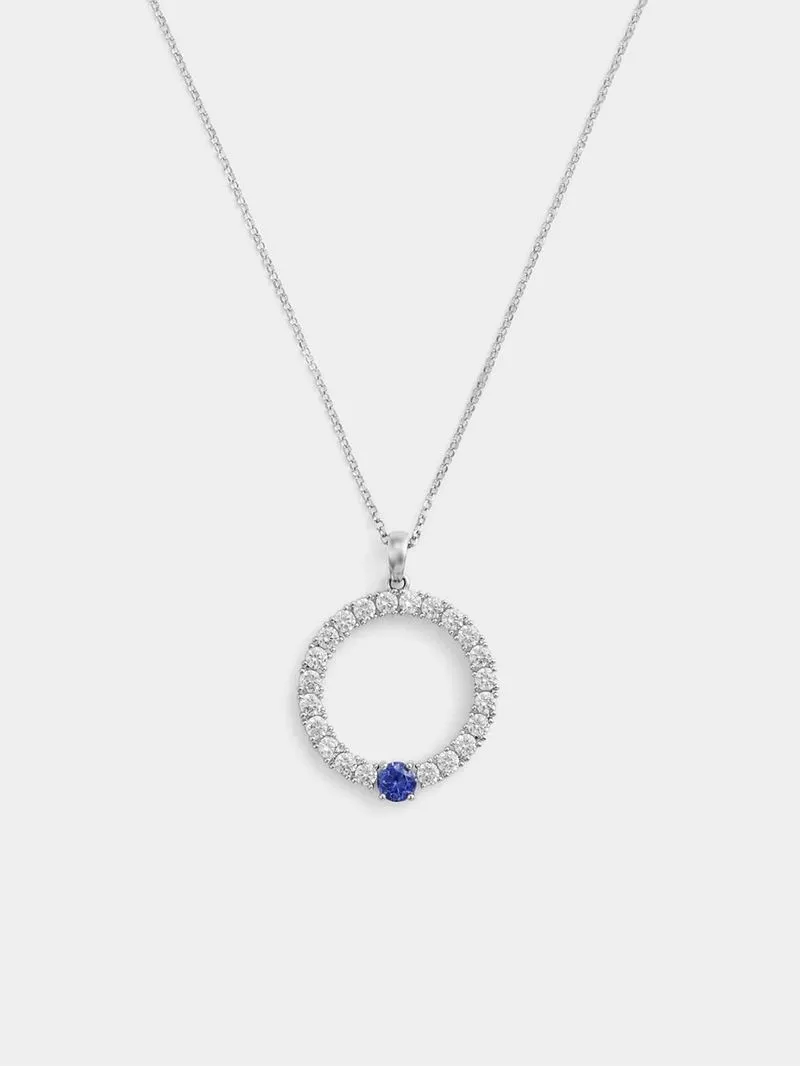Cheté Sterling Silver Tanzanite Blue Cubic Zirconia Circle Pendant