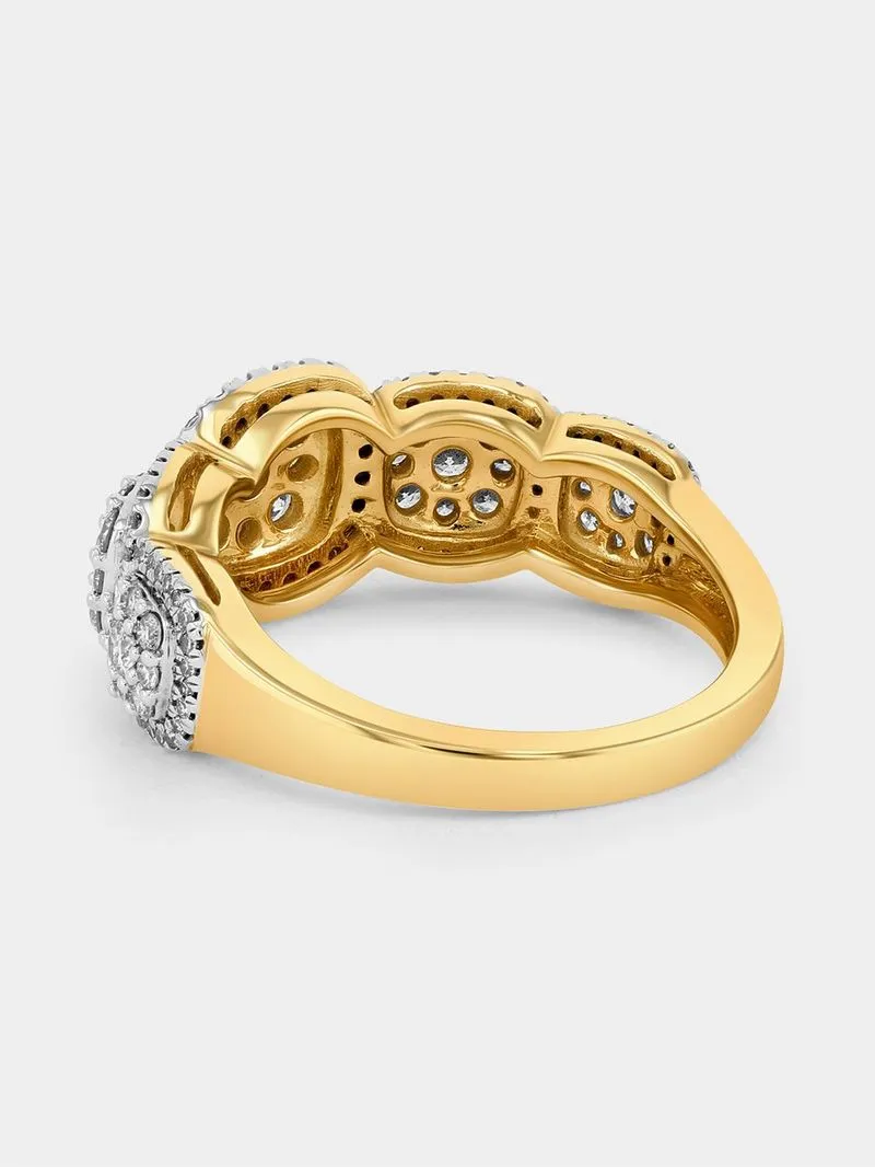 Yellow Gold 1.00ct Diamond Cushion Illusion Eternity Ring