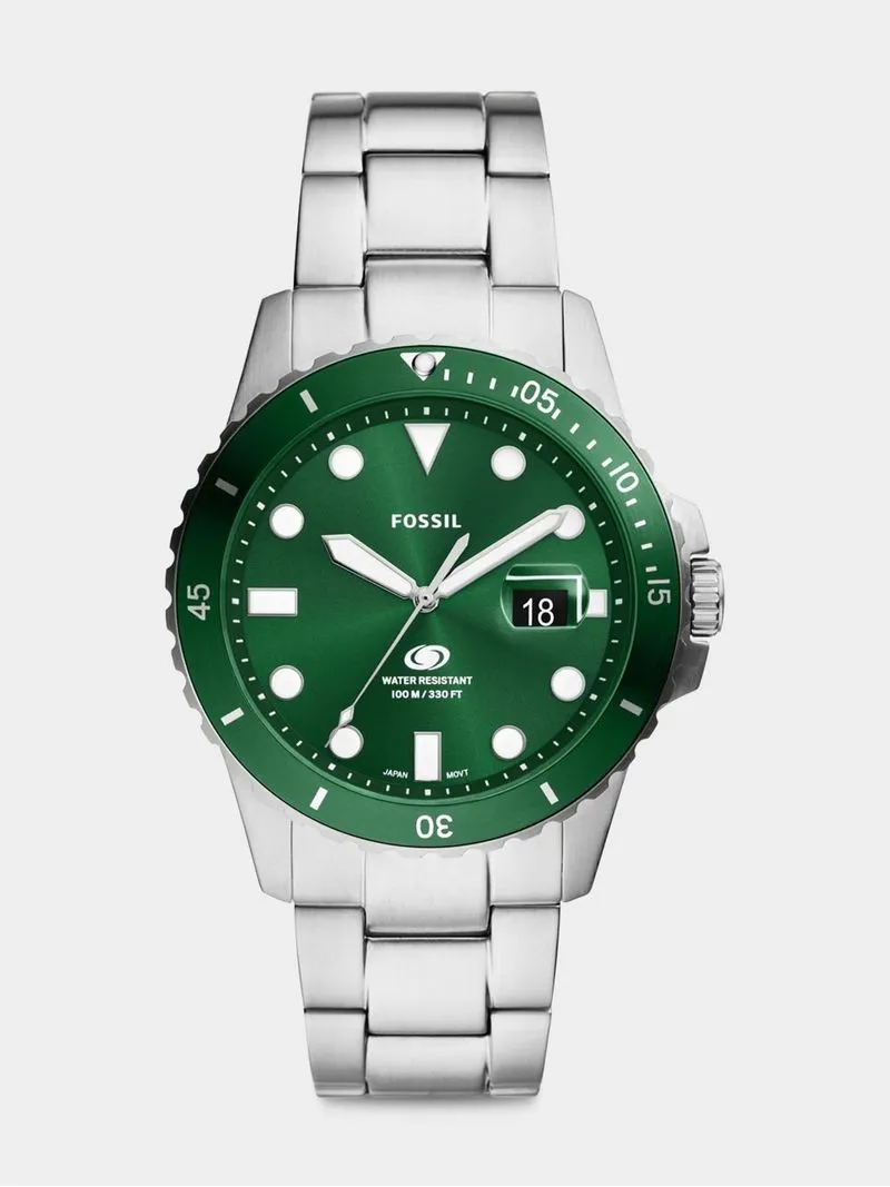 Fossil Blue Stainless Steel Green Dial Bracelet Watch