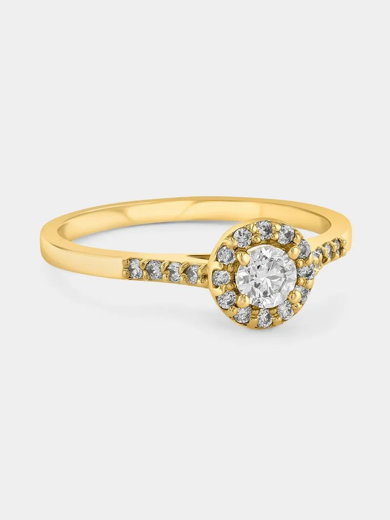 Yellow Gold 0.43ct Diamond Round Halo Ring
