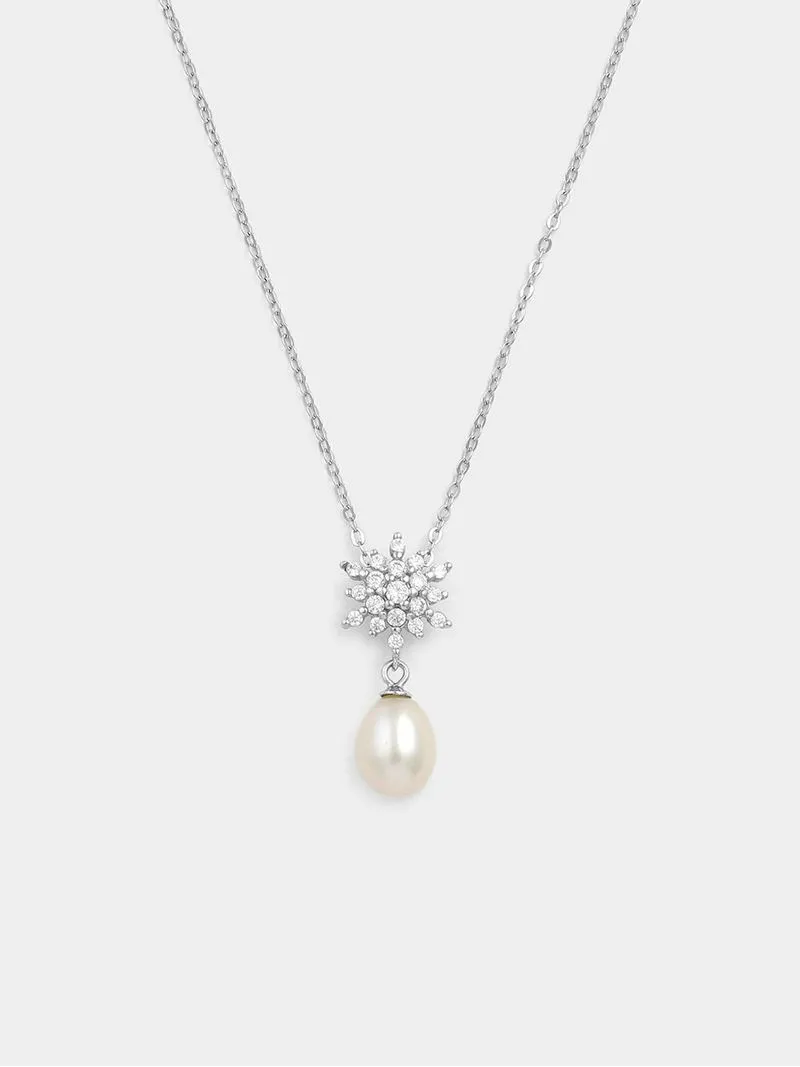 Sterling Silver Freshwater Pearl Starburst Pendant
