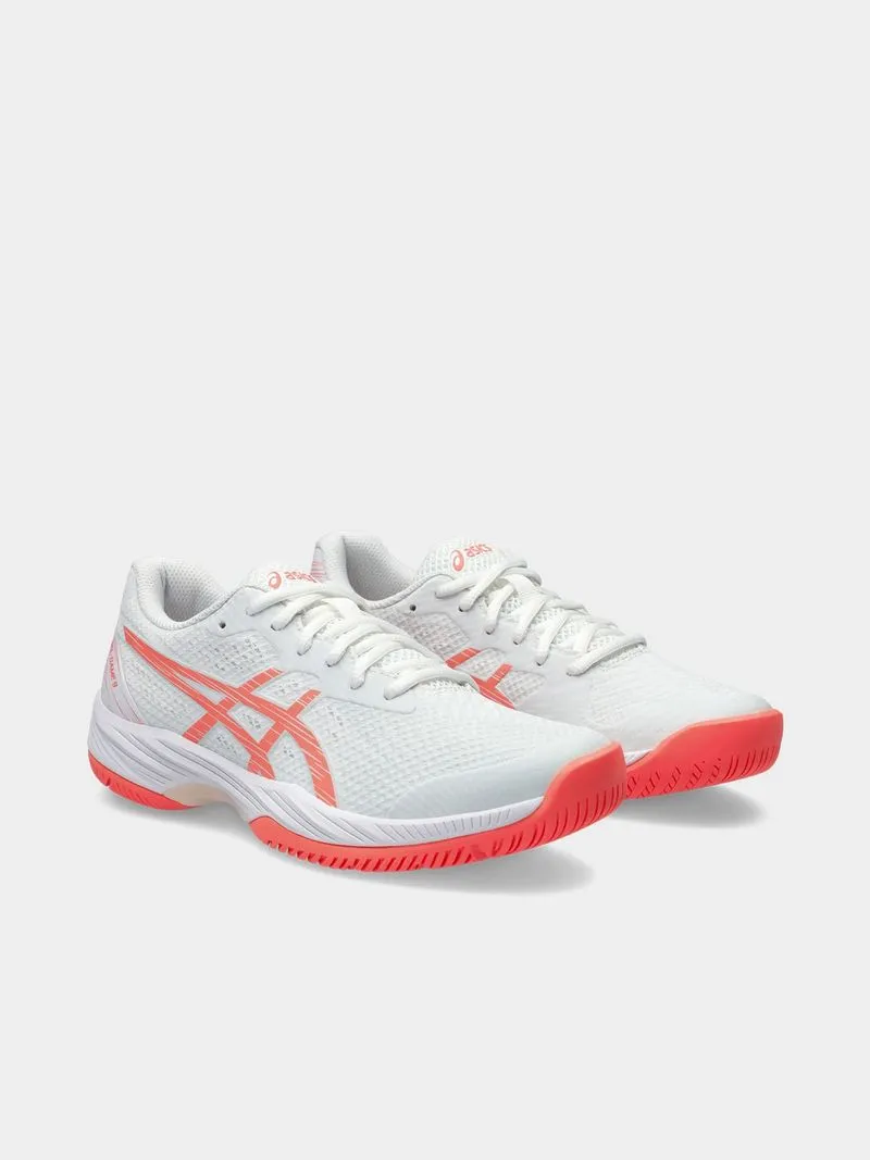 Womens Asics Gel-Game 9 White/Sun Coral Court Shoes