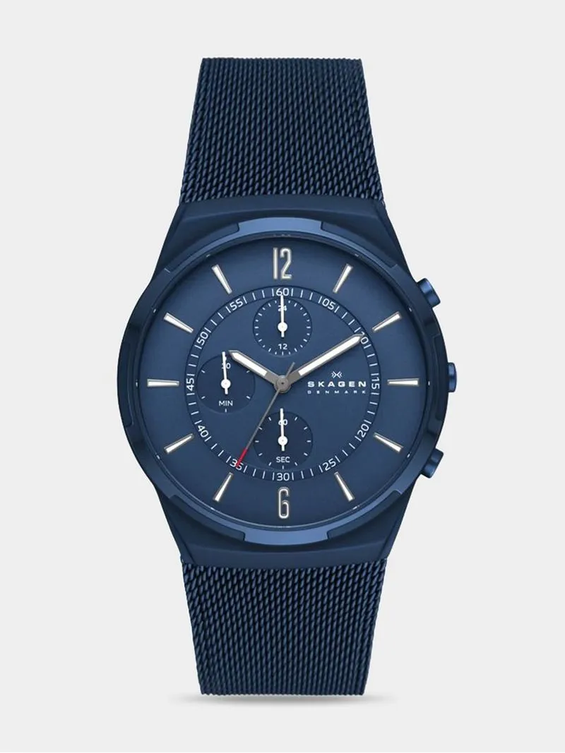Skagen Men's Melbye Chrono Blue Plated Stainless Chronograph Bracelet Watch