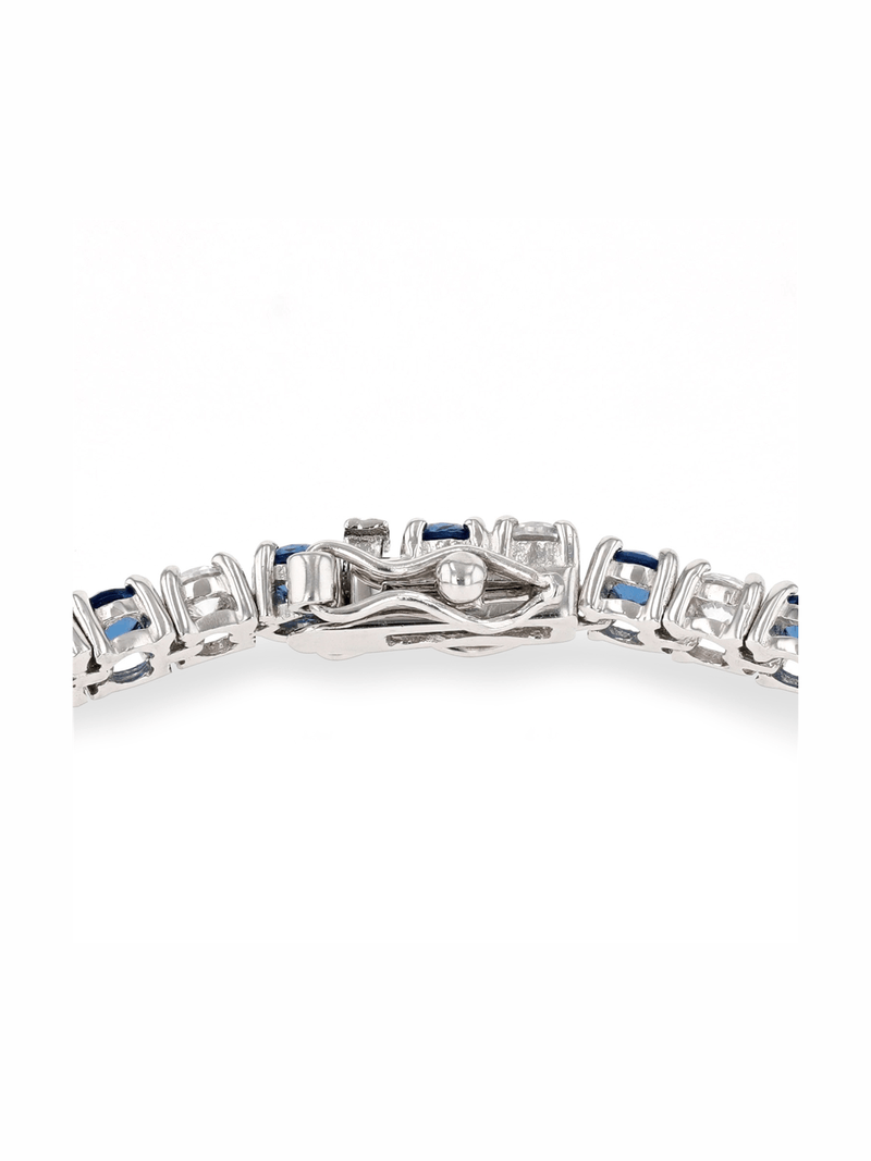 Sterling Silver Blue & White Cubic Zirconia Tennis Bracelet