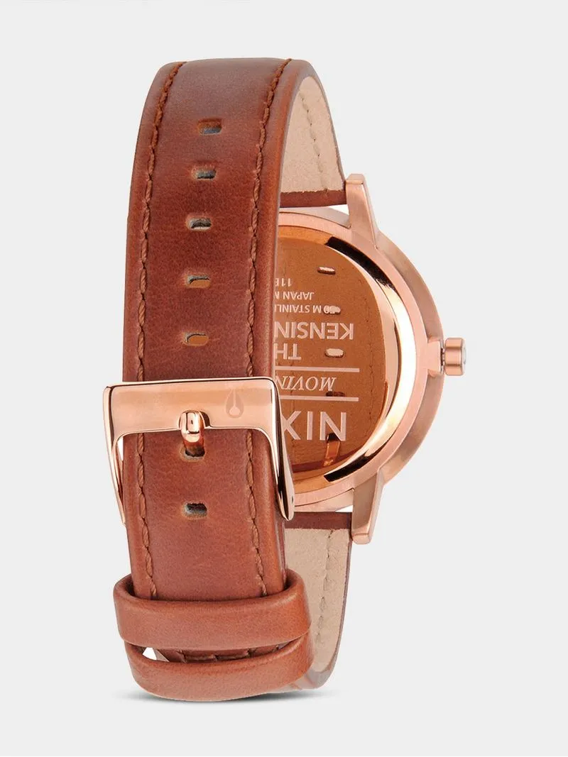 Nixon Women's Kensington Leather Rose Gold Plated & White Stainless Steel Watch