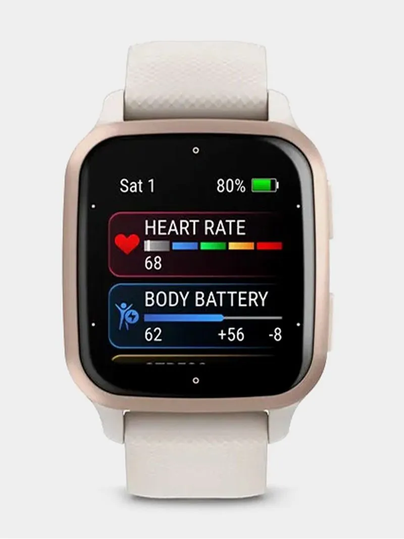 Garmin VENU SQ 2 MUSIC PEACH GOLD BEZEL WITH IVORY CASE