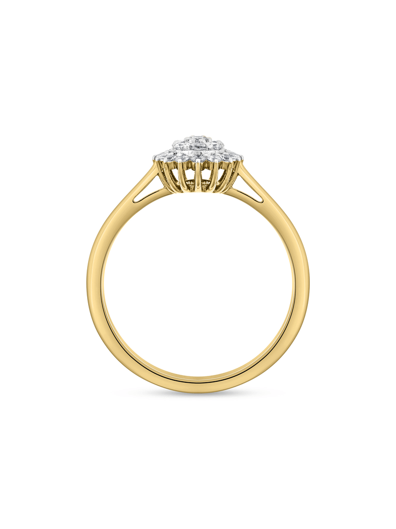 Yellow Gold 0.30ct Diamond Oval Sunflower Ring
