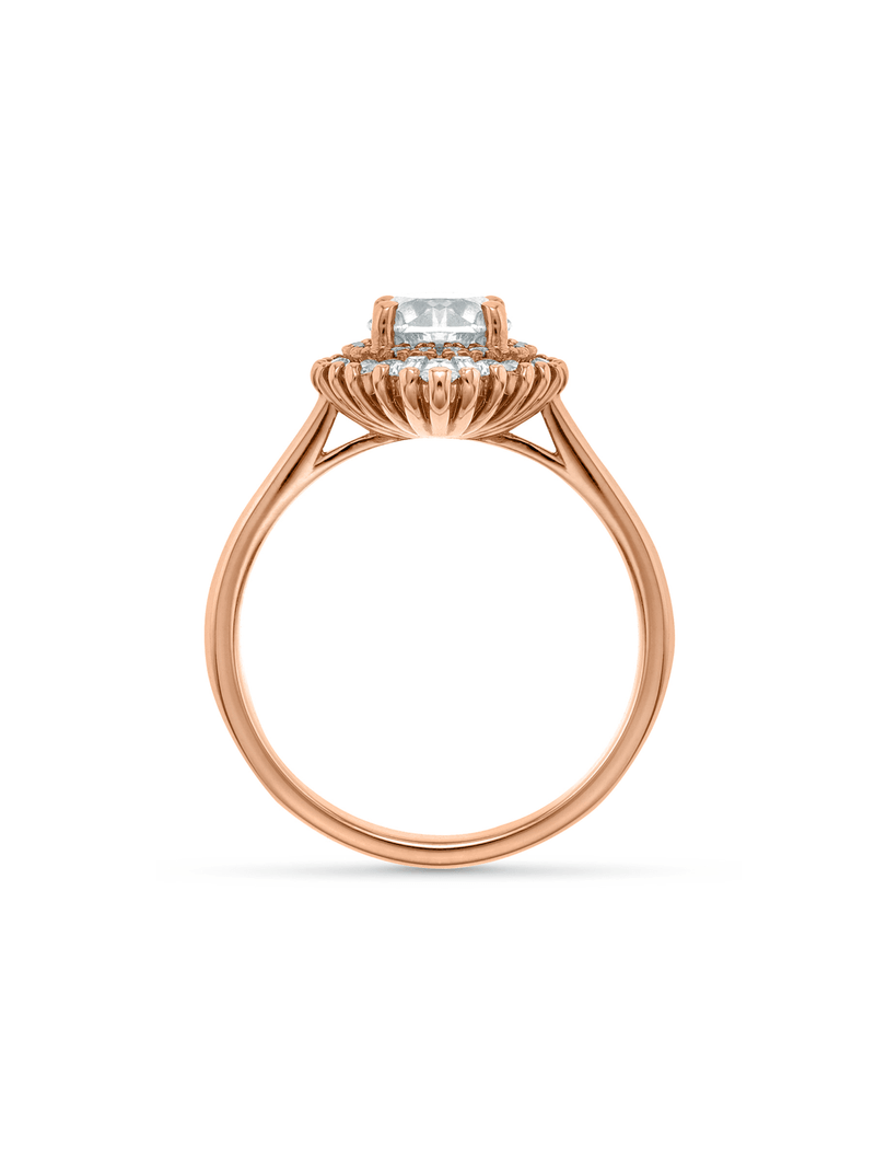 Rose Gold 1.04ct Salt & Pepper & 0.30ct Diamond Ballerina Ring