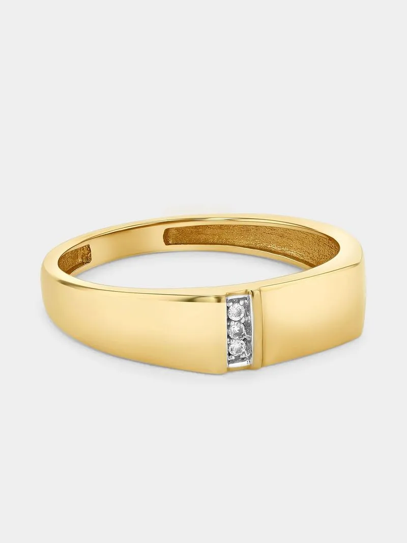 Yellow Gold Earth Grown Diamond Vertical Trio Ring