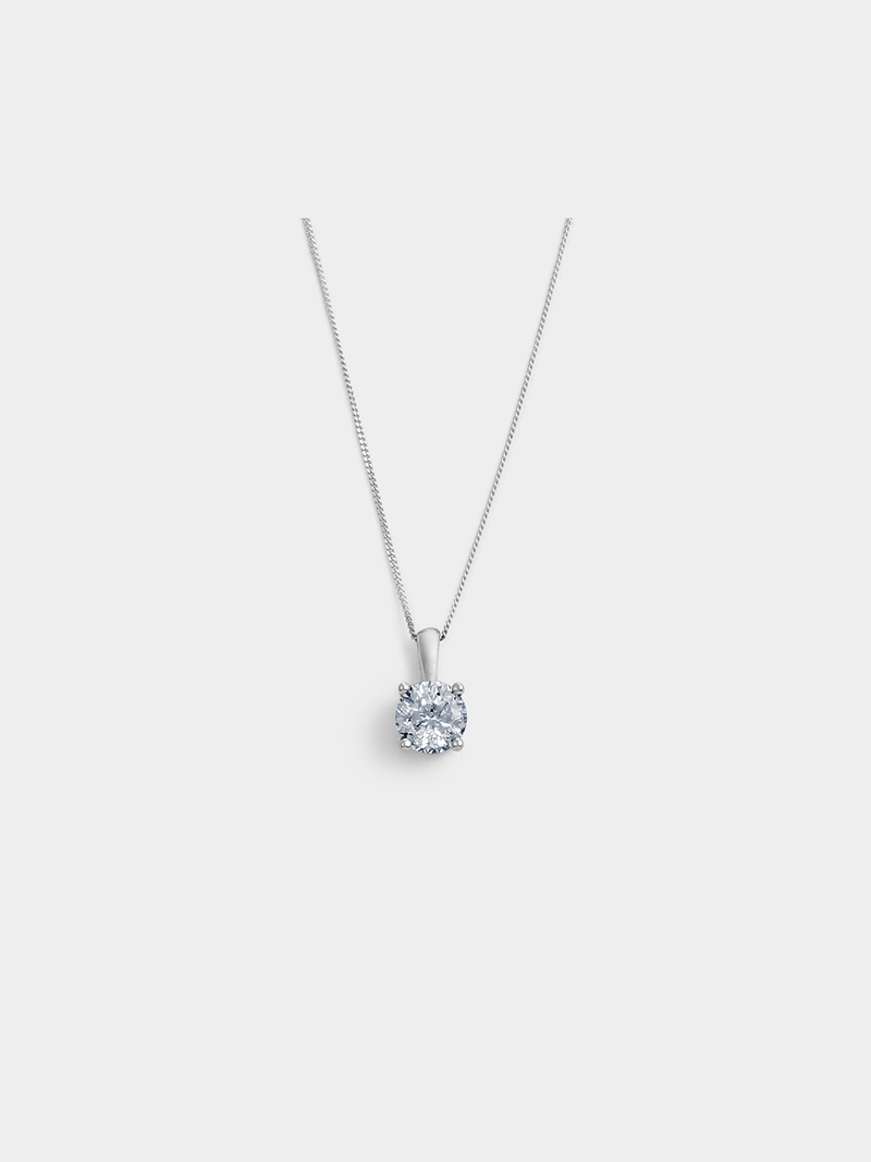 White Gold 1ct Moissanite Women’s Round Pendant
