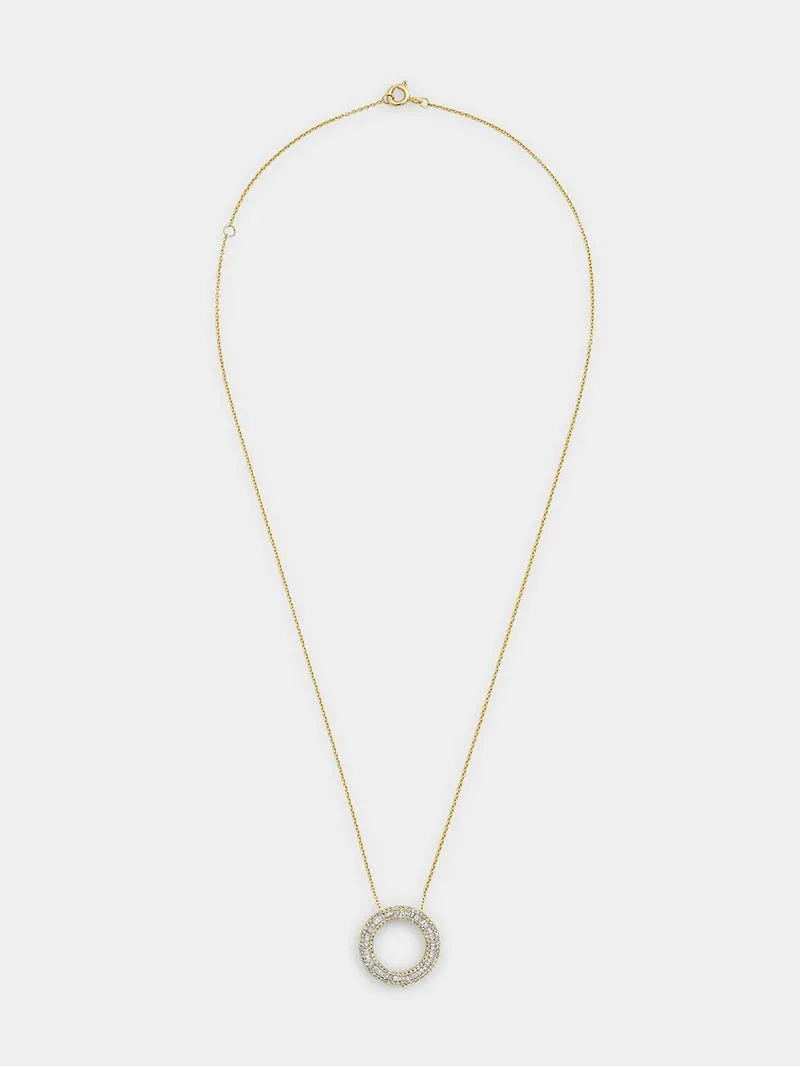 Yellow Gold 0.50ct Diamond Women’s Channel Circle Pendant