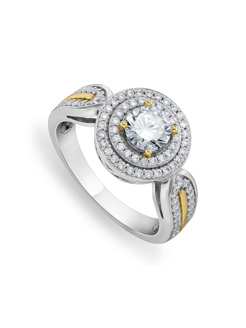 Two-Tone Sterling Silver Cubic Zirconia Bella Women’s Ring