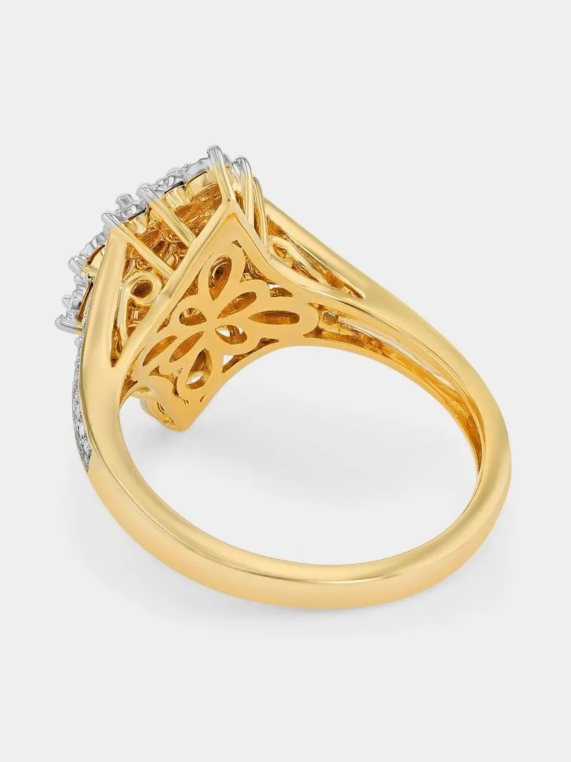 Yellow Gold 0.20ct Diamond Marquise Illusion Ring