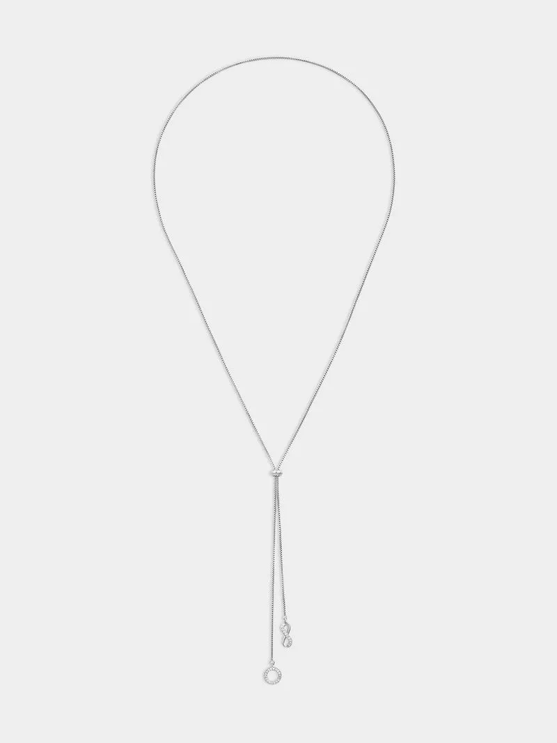 Sterling Silver Cubic Zirconia Infinity & Circle Adjustable Y-Chain Necklace