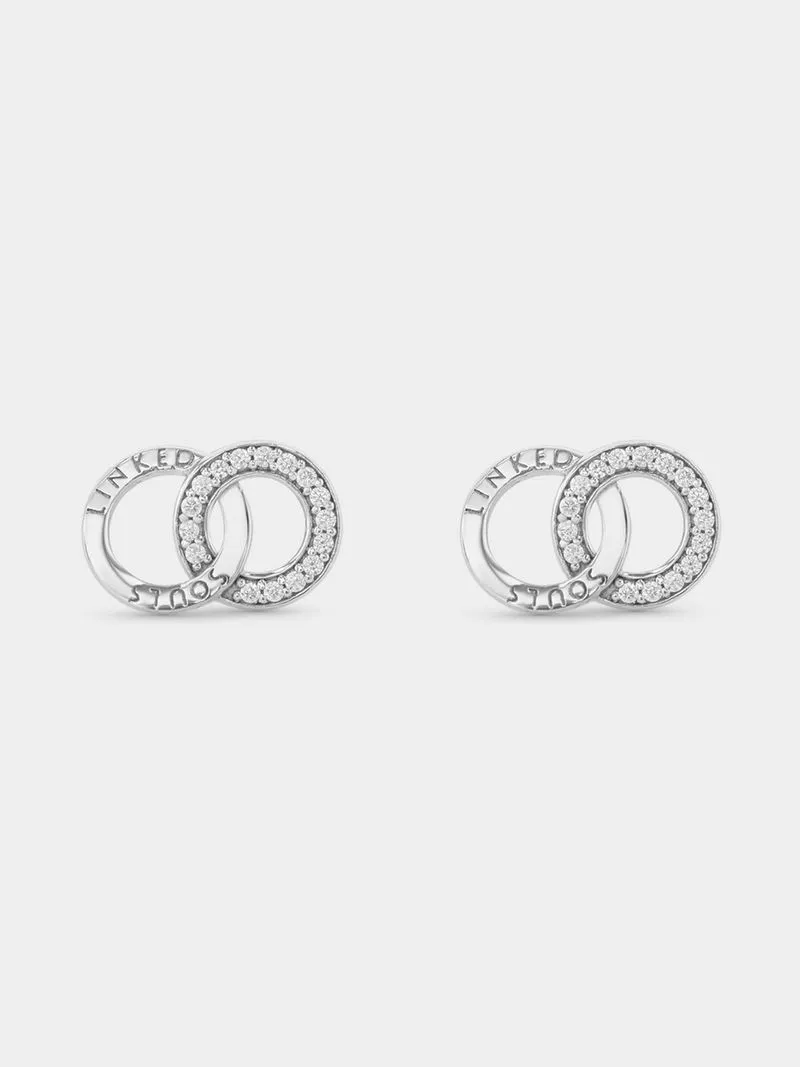Sterling Silver Clear Cubic Zirconia Double Circles Studs