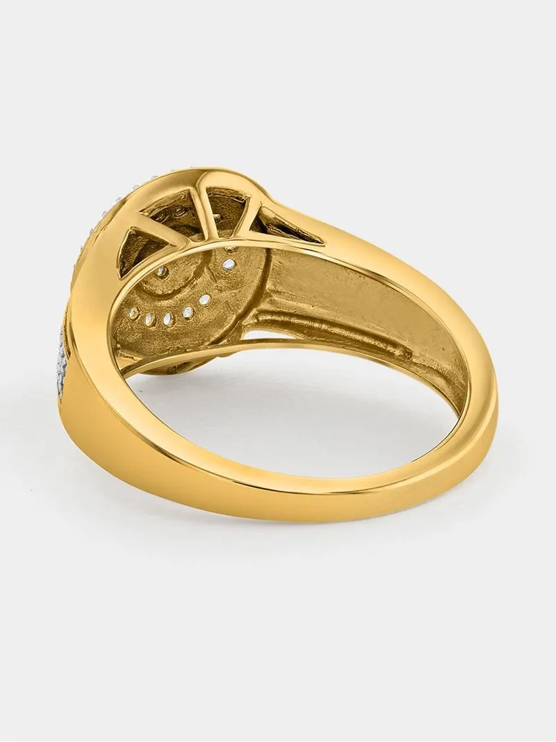 Yellow Gold Diamond & Created White Sapphire Round Ring