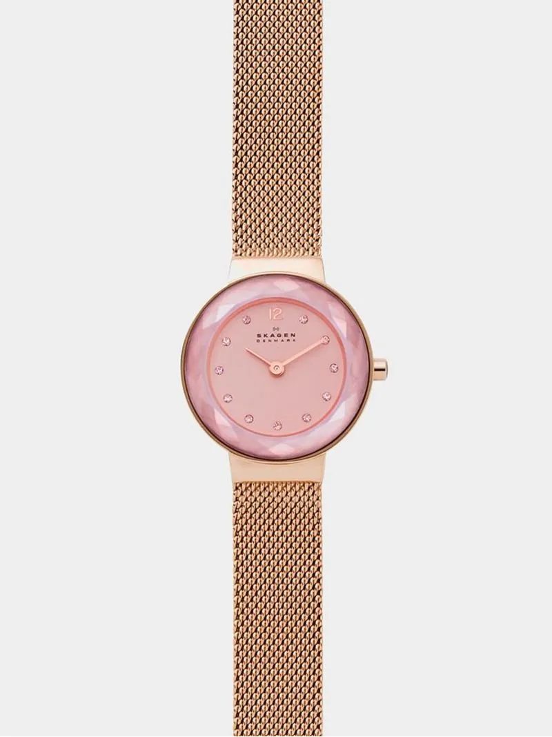 Skagen Women's Leonora Rose Gold Plated Stainless Steel Mesh Watch
